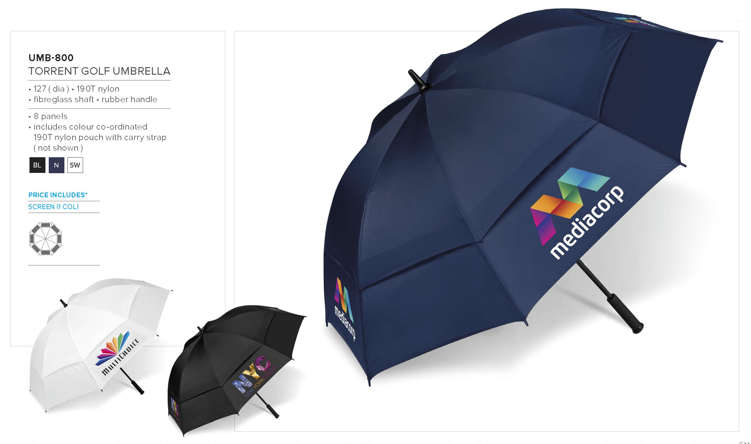 UMB-800 - Torrent Golf Umbrella - Catalogue Image